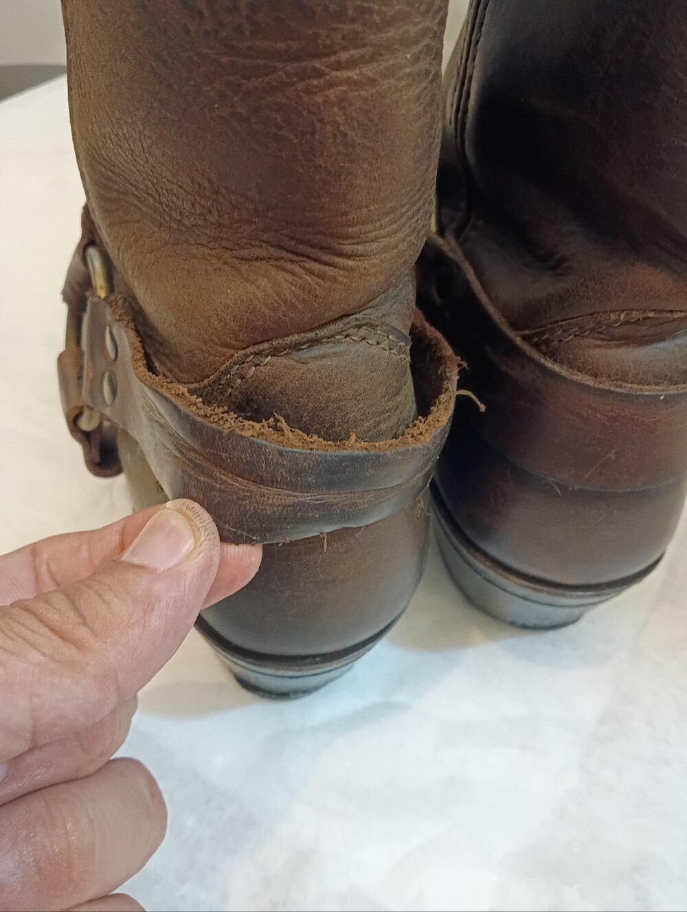 Vtg Frye Womabs Boots Harness Brown Square Toe Black Label 8M Southwest - Picture 3 of 16